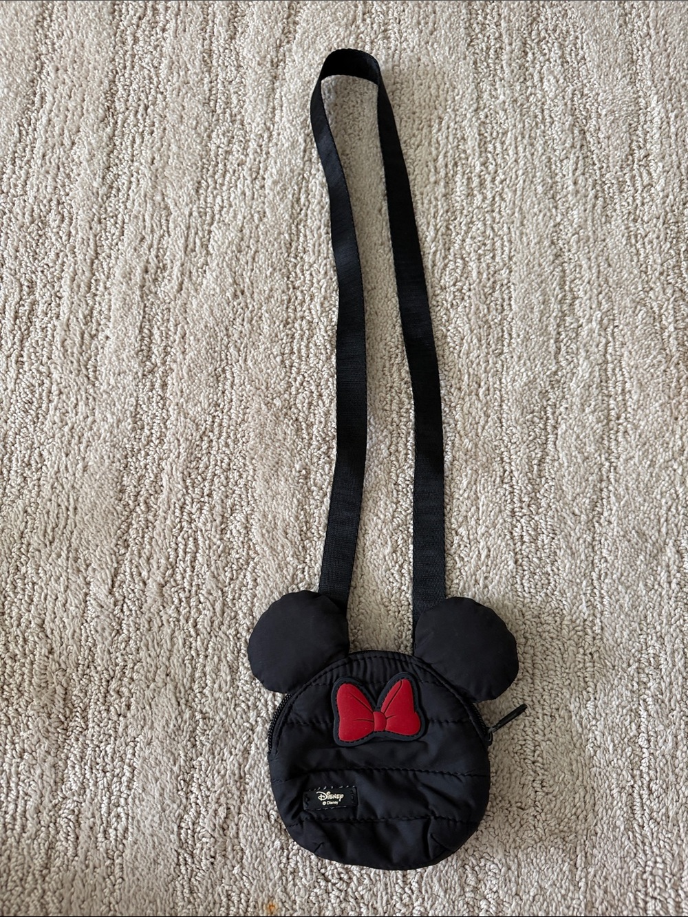Disney Black Minnie Ear Crossbody Bag with Red Bow Accent